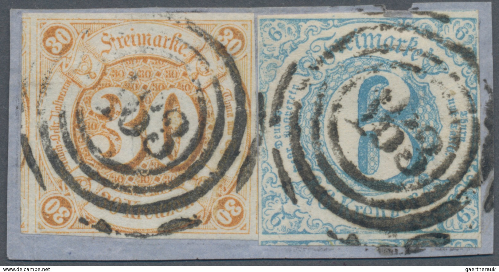 Thurn & Taxis - Marken Und Briefe: 1859-1862 (Markenausgabe), 30 Kr. Orange Und 6 Kr. Blau Auf Brief - Autres & Non Classés