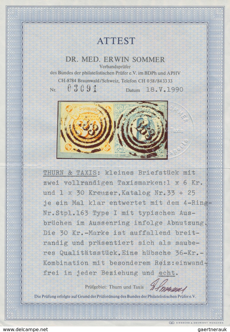 Thurn & Taxis - Marken Und Briefe: 1859-1862 (Markenausgabe), 30 Kr. Orange Und 6 Kr. Blau Auf Brief - Autres & Non Classés