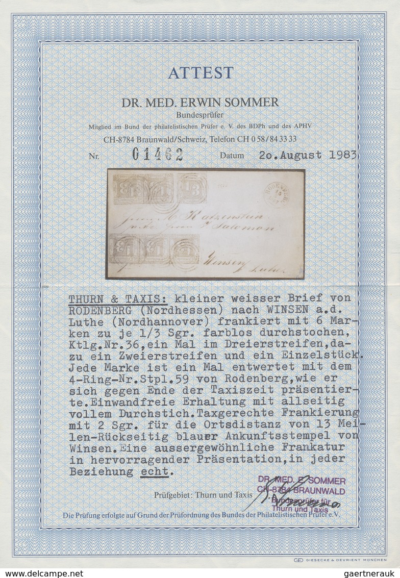 Thurn & Taxis - Marken Und Briefe: 1867, 1/3 Sgr Gelblichgrün Einzelstück, Paar Und Waager. 3er-Stre - Autres & Non Classés
