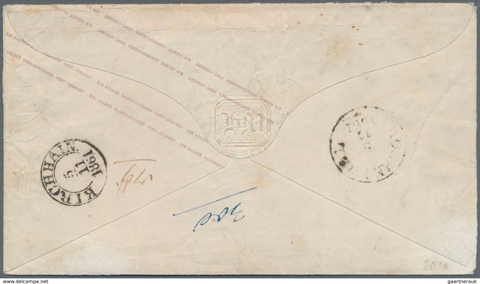 Thurn & Taxis - Ganzsachen: 1861, GA-Umschlag 1/2 Silbergroschen U1A Mit Zusatzfrankatur Michel Nr. - Other & Unclassified