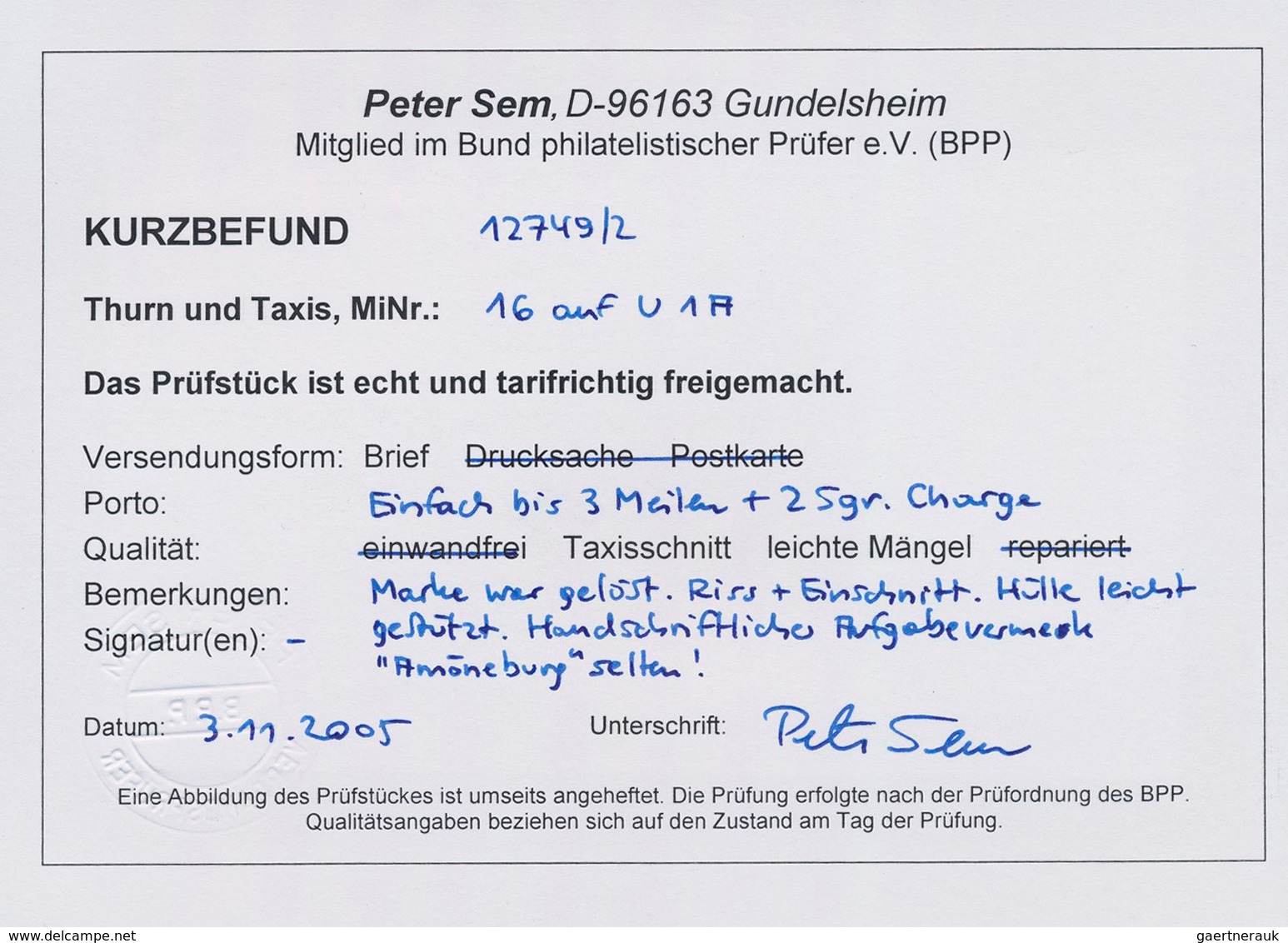 Thurn & Taxis - Ganzsachen: 1861, GA-Umschlag 1/2 Silbergroschen U1A Mit Zusatzfrankatur Michel Nr. - Other & Unclassified