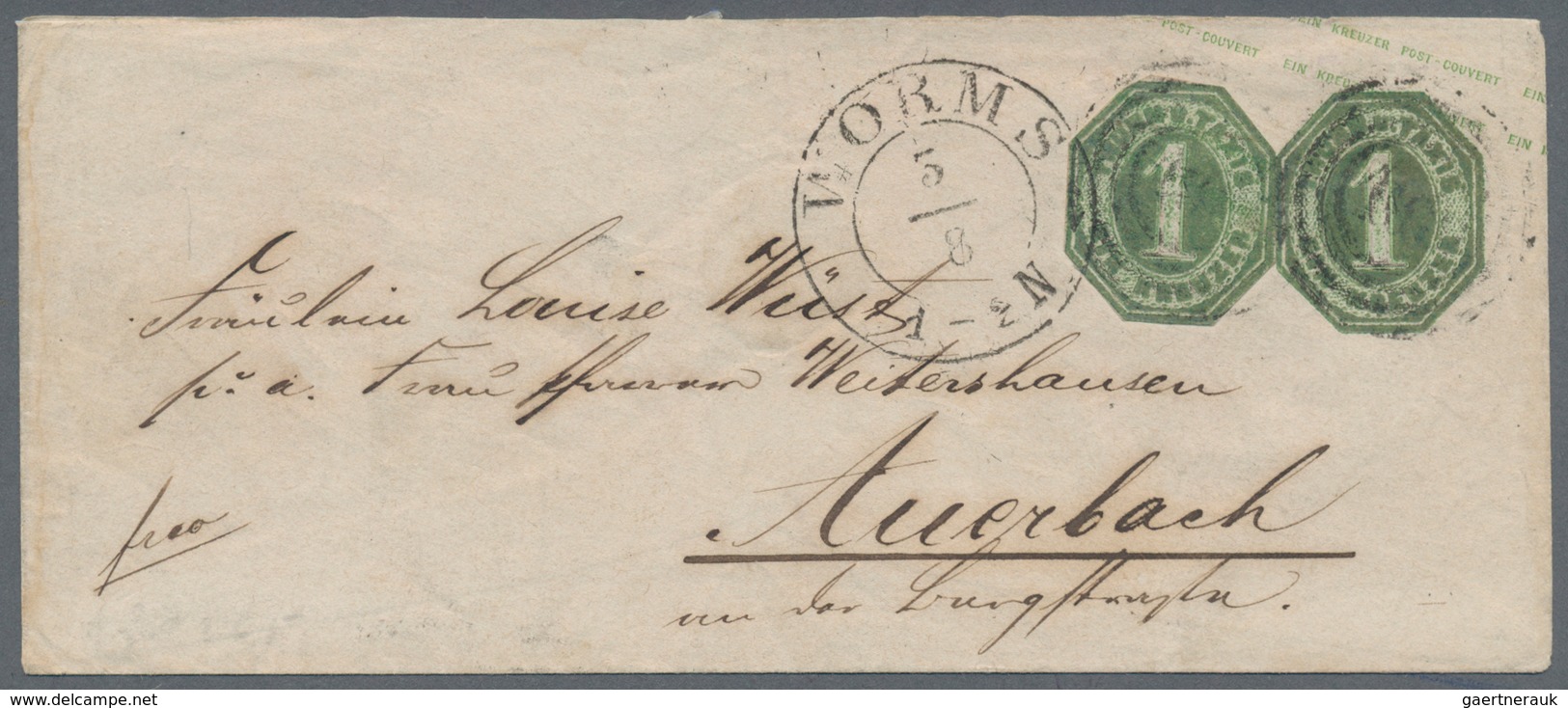 Thurn & Taxis - Ganzsachenausschnitte: 1865, 1 Kr. Grün, Achteckig Geschnitten, Zufrankiert Auf Ganz - Autres & Non Classés