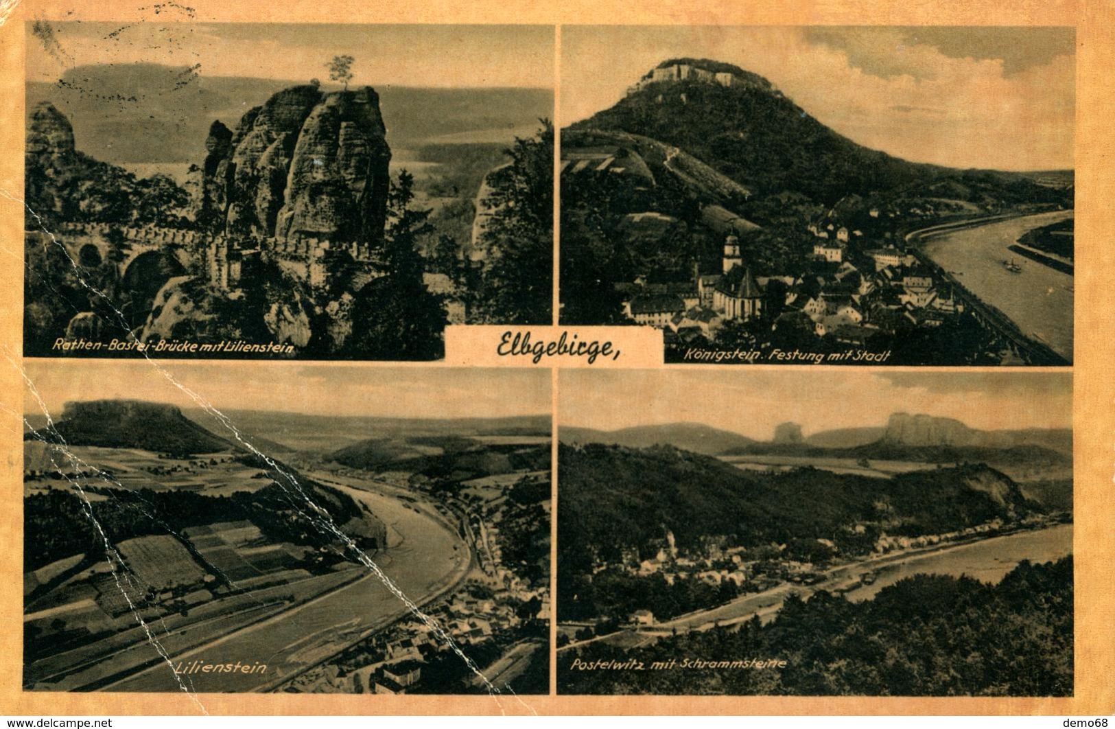 KOENIGSTEIN  Allemagne Deutschland Germany Hesse Elbe Gebirge  Deux Plis Dans La Carte - Koenigstein