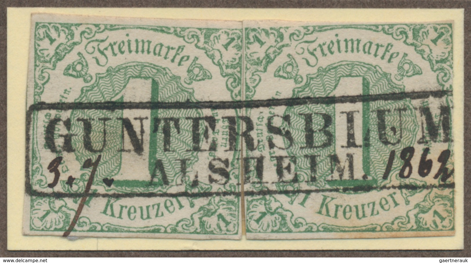 Thurn & Taxis - Postablagestempel: GUNTERSBLUM - ALSHEIM, Ra 2 Schwarz Auf 2 Exemplaren 1 Kr., Auf U - Autres & Non Classés