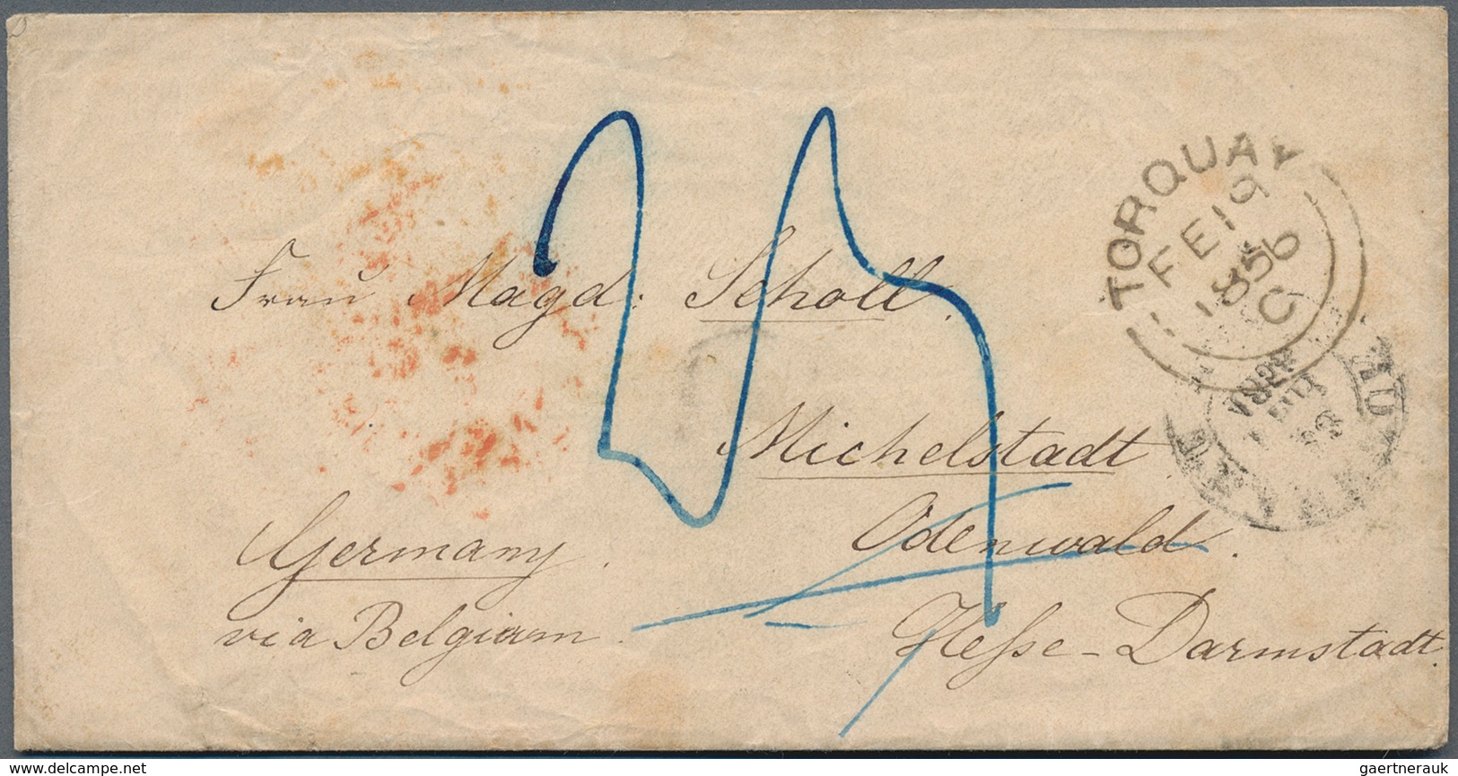Thurn & Taxis - Besonderheiten: 1856, "incoming Mail" Aus TORQUAY/Australien Nach MICHELSTADT/Odenwa - Other & Unclassified