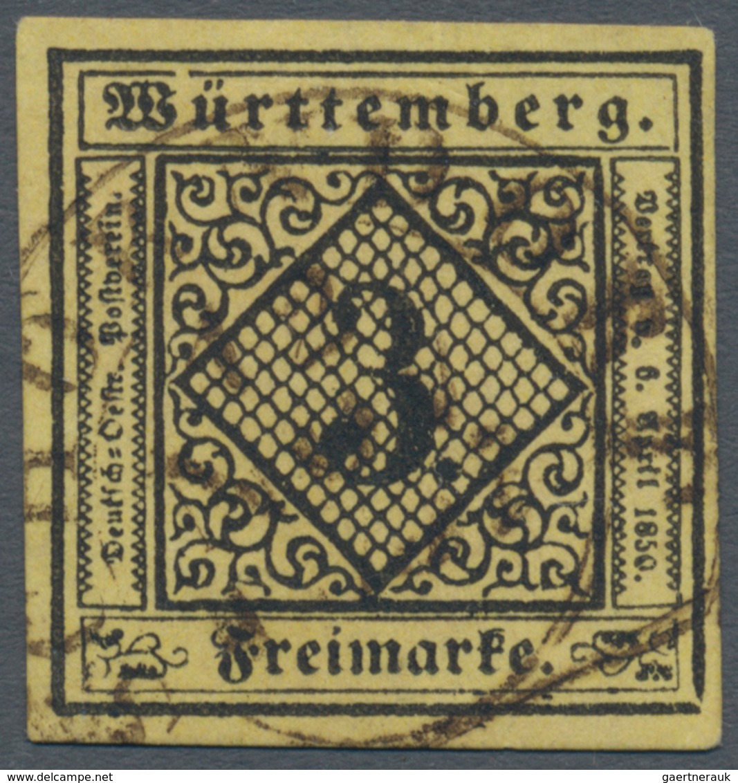 Württemberg - Marken Und Briefe: 1851, 3 Kr. Schwarz Auf Schwefelgelb, Leuchtend Farbfrisch In Typis - Sonstige & Ohne Zuordnung