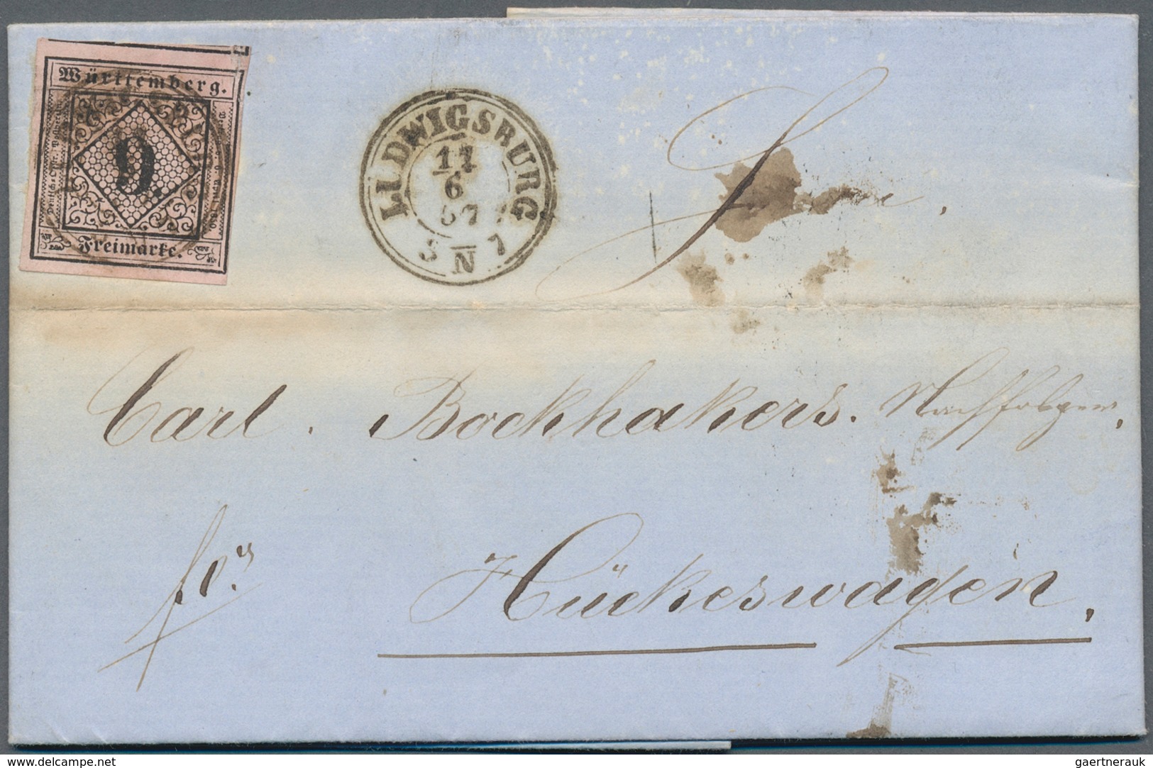 Württemberg - Marken Und Briefe: 1856,1857, Zwei Briefe Je Mit 9 Kreuzer 1. Ausgabe, 1) 9 Kr. Schwar - Autres & Non Classés