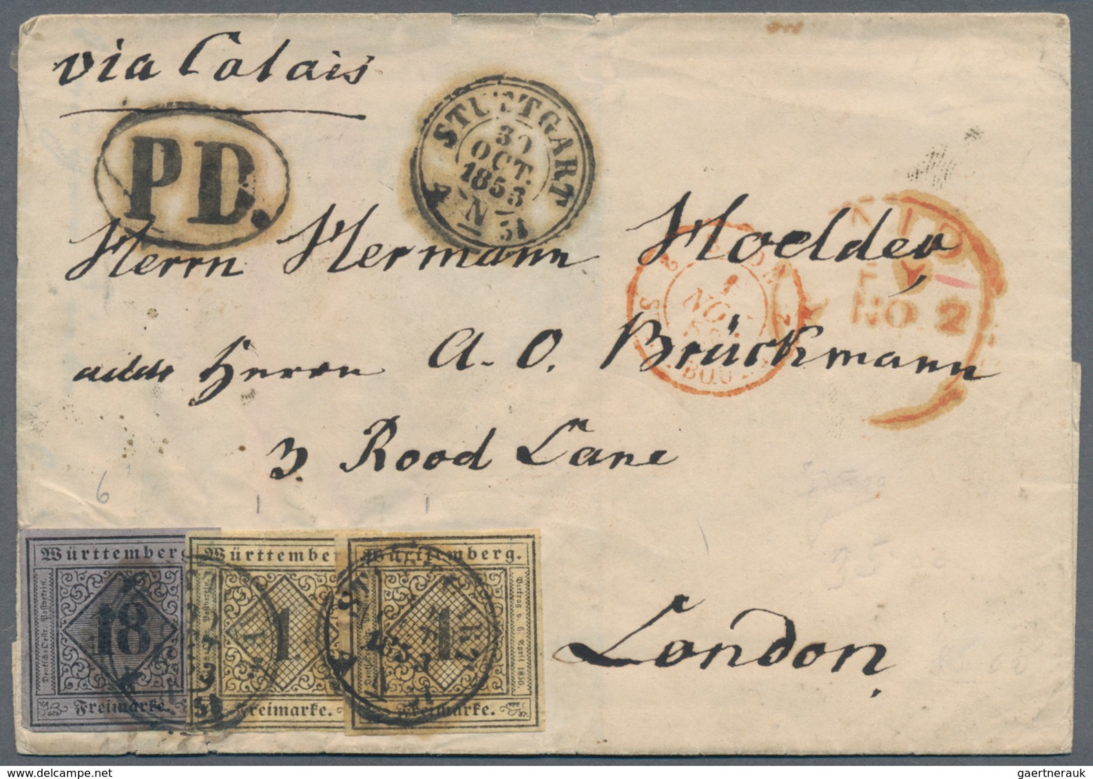 Württemberg - Marken Und Briefe: 1851, 18 Kr. Schwarz Auf Violettgrau, Type I, Allseits Vollrandig U - Sonstige & Ohne Zuordnung