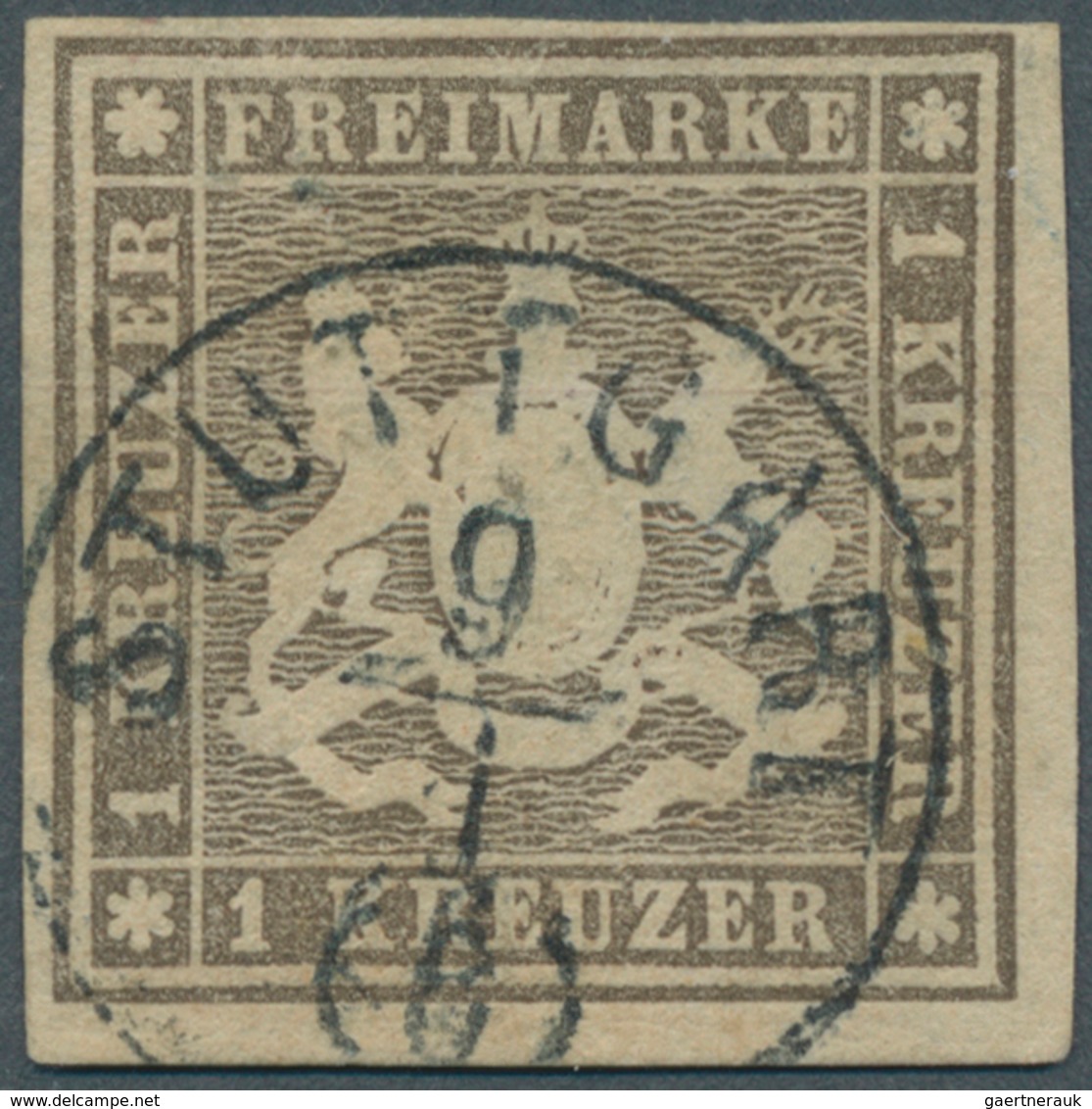 Württemberg - Marken Und Briefe: 1865: 1 Kr. Hellgraubraun Mit Rotem Bayrischen Seidenfaden, Amtlich - Sonstige & Ohne Zuordnung