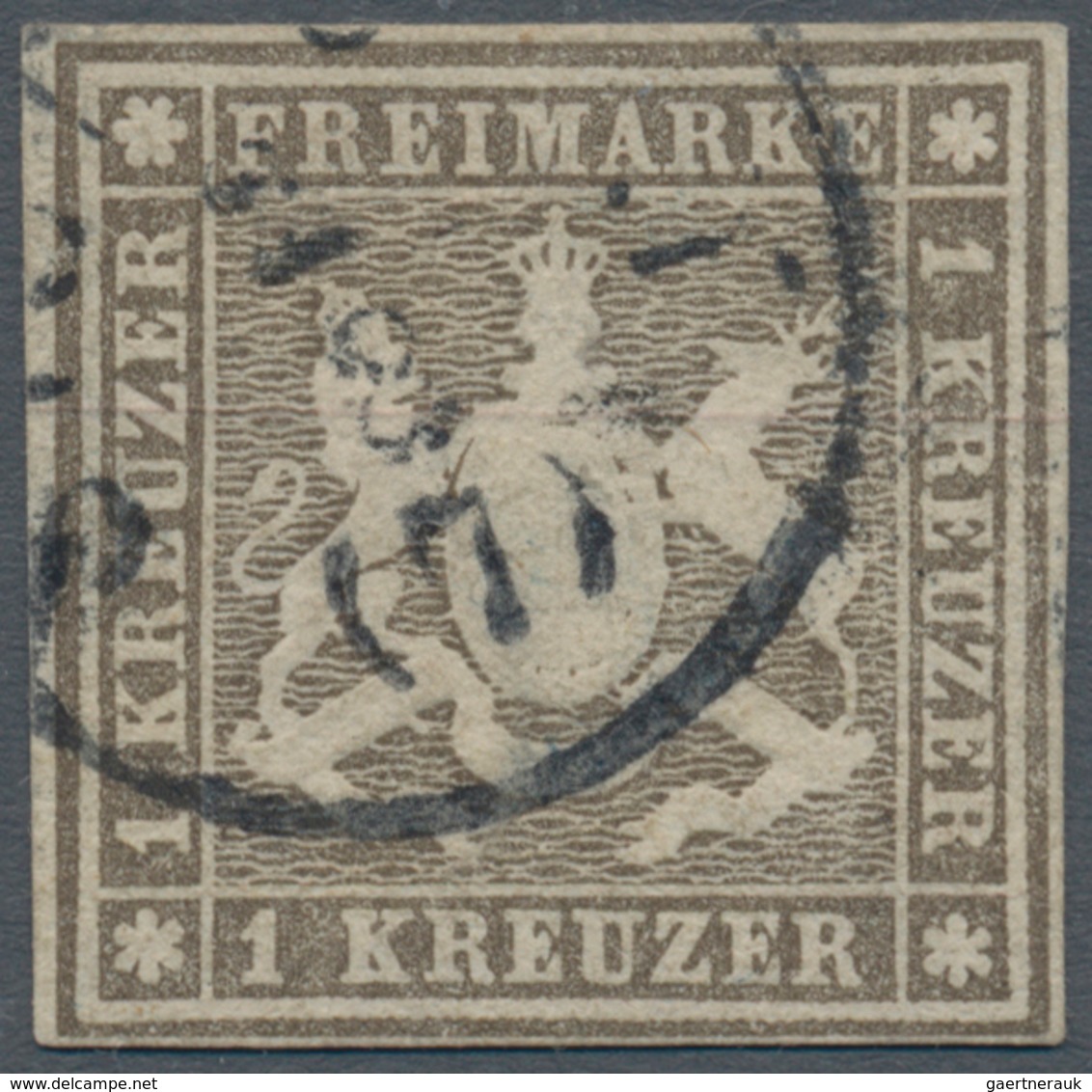 Württemberg - Marken Und Briefe: 1857, 1 Kr. Hellgraubraun, Amtlicher Neudruck Vom Mai 1865, Farbfri - Autres & Non Classés