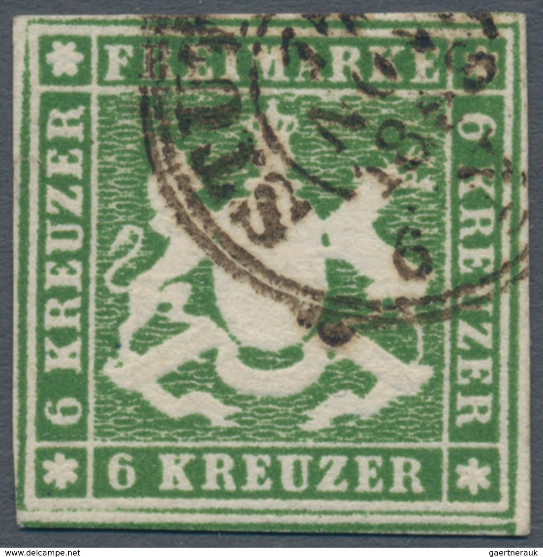 Württemberg - Marken Und Briefe: 1857, Freimarken Wappen 6 Kr Dunkelolivgrün, Gut Geschnittenes Exem - Sonstige & Ohne Zuordnung