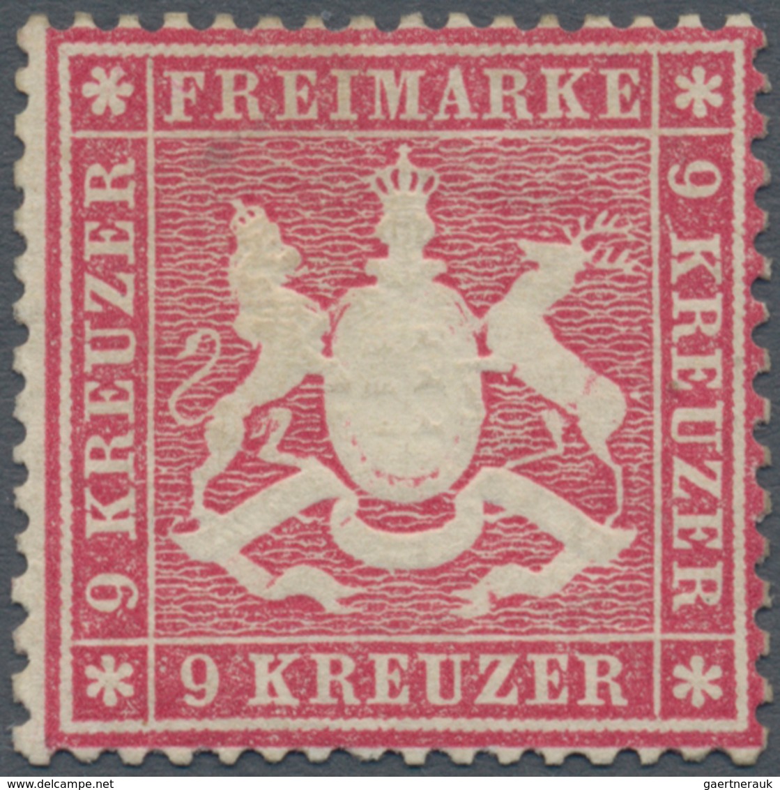 Württemberg - Marken Und Briefe: 1860, 9 Kr. Karmin, Farbfrisch Und Mit Erhabener Wappenprägung, All - Other & Unclassified