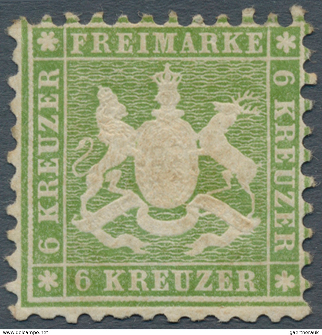 Württemberg - Marken Und Briefe: 1863, Wappen 6 Kr. Gelbgrün Weit Gezähnt, Ungebraucht Mit Originalg - Other & Unclassified