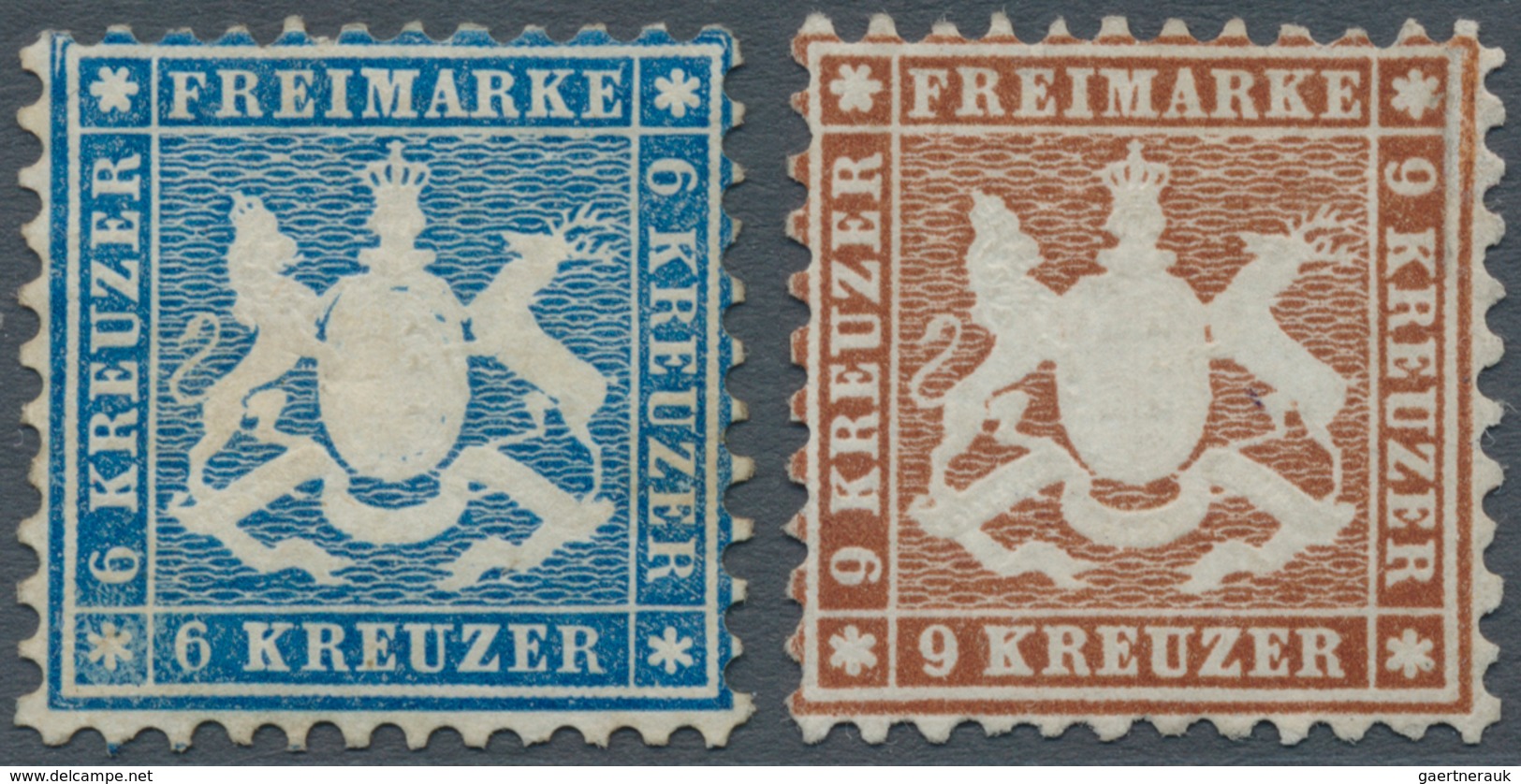 Württemberg - Marken Und Briefe: 1863, Wappen Weit Gezähnt 6 Kr. Blau Und 9 Kr. Rötlichbraun, Beide - Other & Unclassified