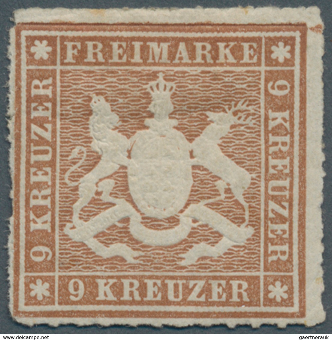 Württemberg - Marken Und Briefe: 1865. 9 Kr. Rötlichbraun, Ungebraucht Mit Originalgummi, Echt Und F - Sonstige & Ohne Zuordnung