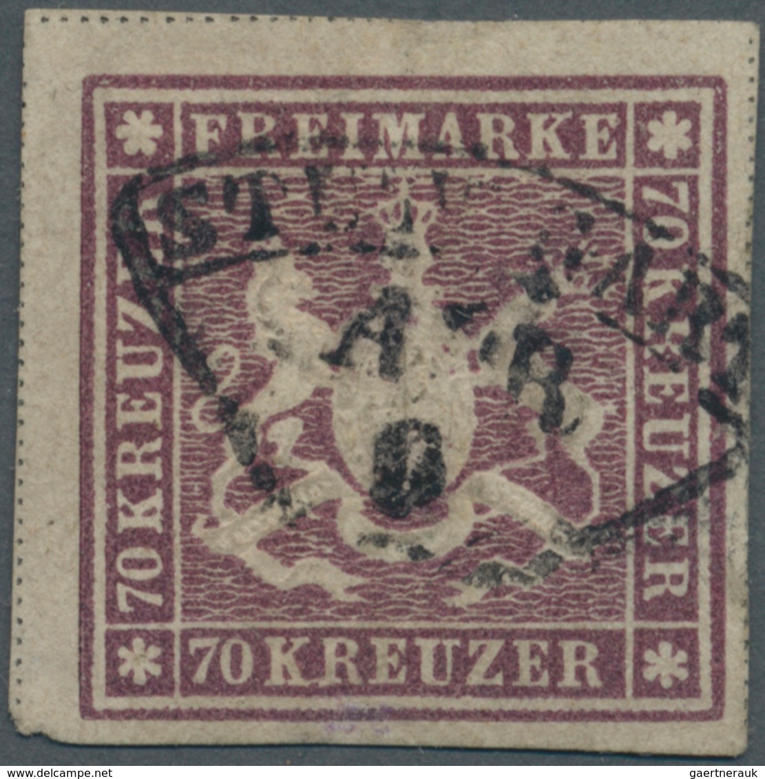 Württemberg - Marken Und Briefe: 1873, Wappen 70 Kreuzer Braunlila Mit Einfachen Trennungslinien Und - Other & Unclassified