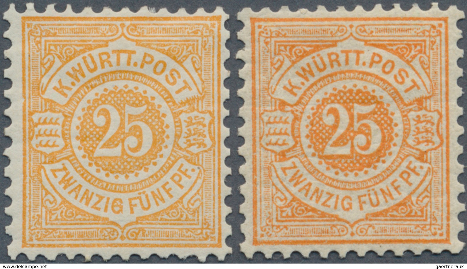 Württemberg - Marken Und Briefe: 1890, Freimarke 25 Pf. In Seltener Farbe Hellgelborange, Einwandfre - Other & Unclassified