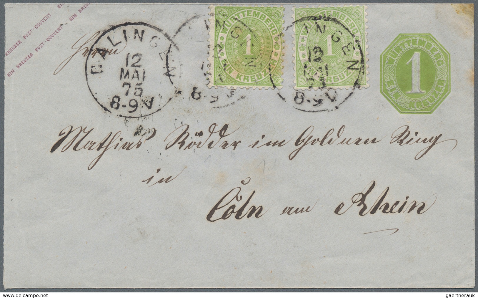 Württemberg - Ganzsachen: 1865/1875, Einmalige Zusammenstellung Von 4 Veschiedenen Ausgaben Auf Dem - Autres & Non Classés