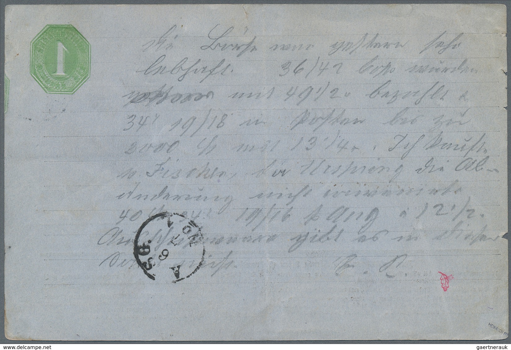 Württemberg - Ganzsachen: 1872 Ganzsachenkarte 1 Kreuzer Grün Mit Doppelter Wertgleicher Zusatzfrank - Autres & Non Classés