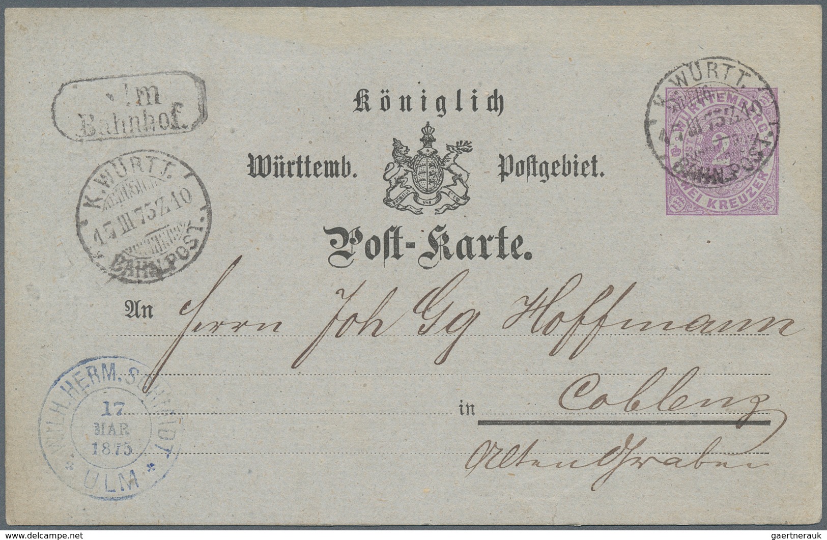 Württemberg - Ganzsachen: 1872,1875, Ganzsachenkarte 2 Kreuzer Orange Mit 1 Kreuzer Gezähnt Als Zusa - Other & Unclassified
