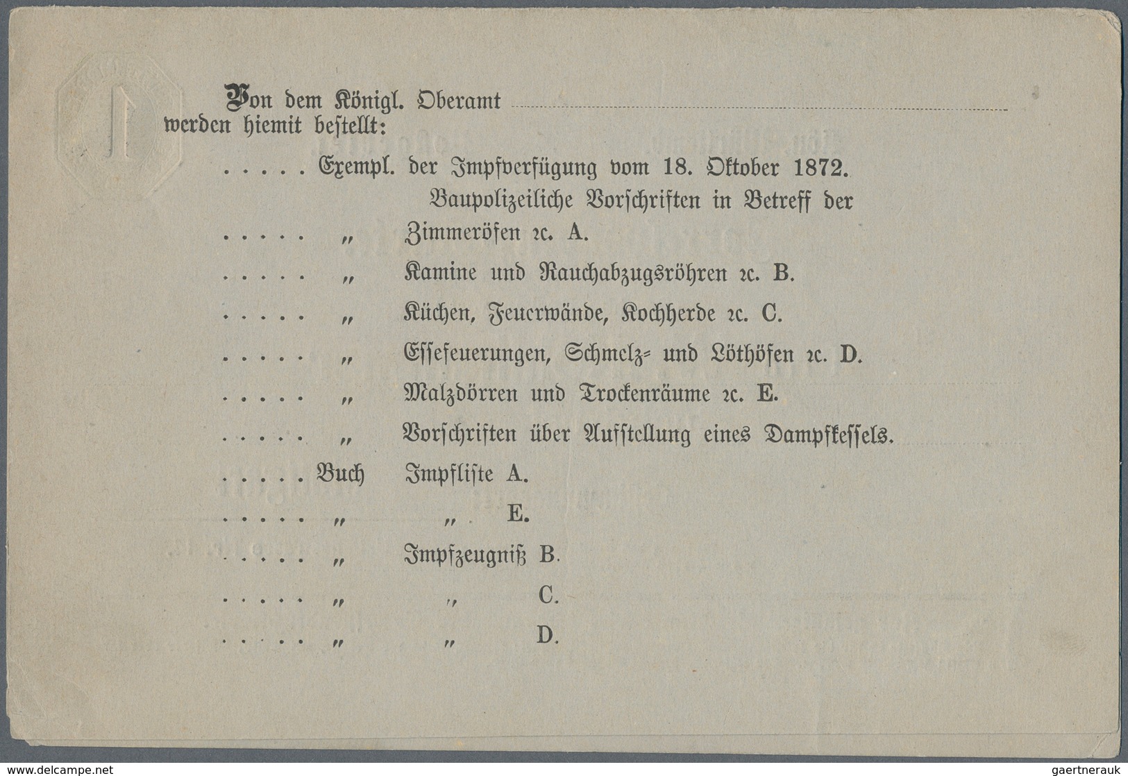 Württemberg - Ganzsachen: 1873, 1 Kreuzer Doppelkarte Mit Privatem Zudruck Der "W. Kohlhammer Buchdr - Autres & Non Classés