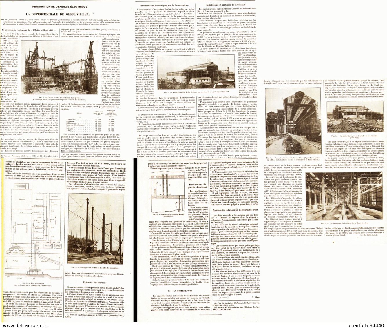 LA SUPERCENTRALE ELECTRIQUE De GENNEVILLIERS  1922 - Autres & Non Classés