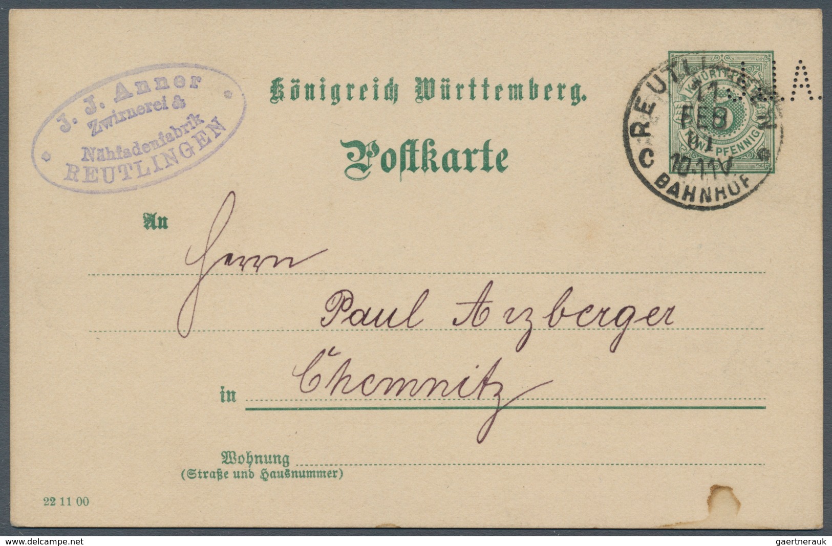 Württemberg - Ganzsachen: 1895/1901 Drei Bedarfsverwendete Ganzsachenkarten Alle Mit Unterschiedlich - Other & Unclassified