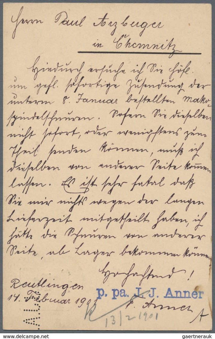 Württemberg - Ganzsachen: 1895/1901 Drei Bedarfsverwendete Ganzsachenkarten Alle Mit Unterschiedlich - Sonstige & Ohne Zuordnung