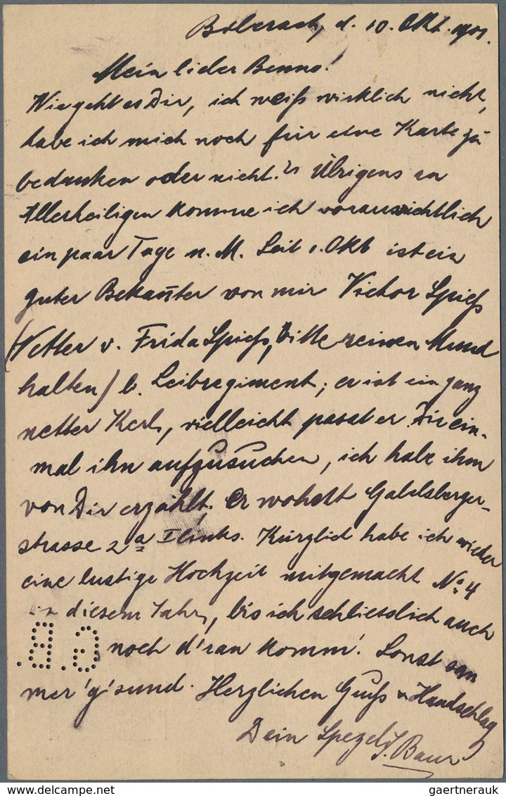 Württemberg - Ganzsachen: 1901, 5 Pf Grün Mit Seltener FIRMENLOCHUNG "G.B." Von BIBERACH Nach Münche - Autres & Non Classés