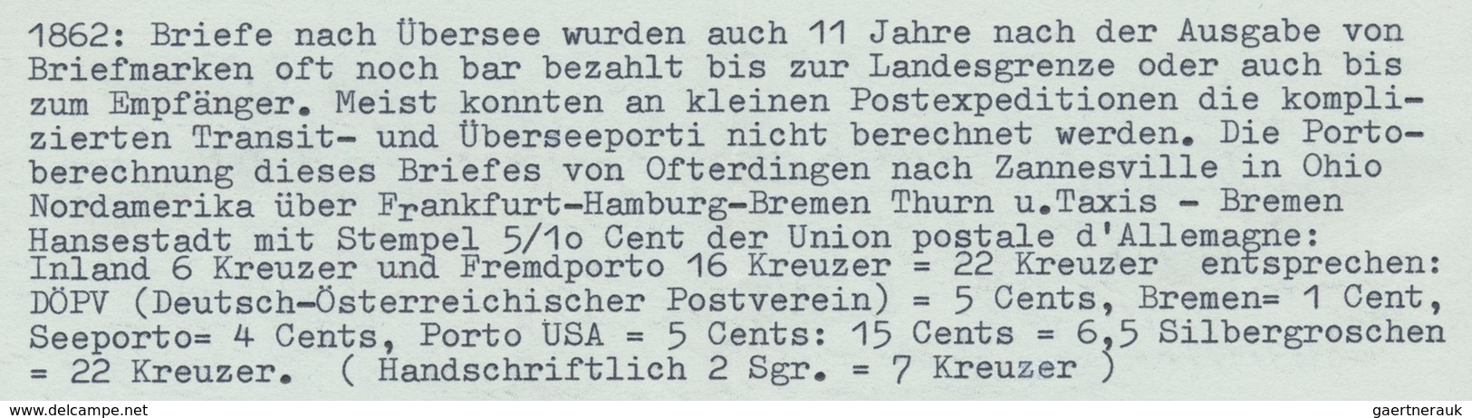 Württemberg - Dreikreisstempel: "OFTERDINGEN 30/9 62" K3 Auf Übersee-Couvert über Tübingen Und Württ - Other & Unclassified