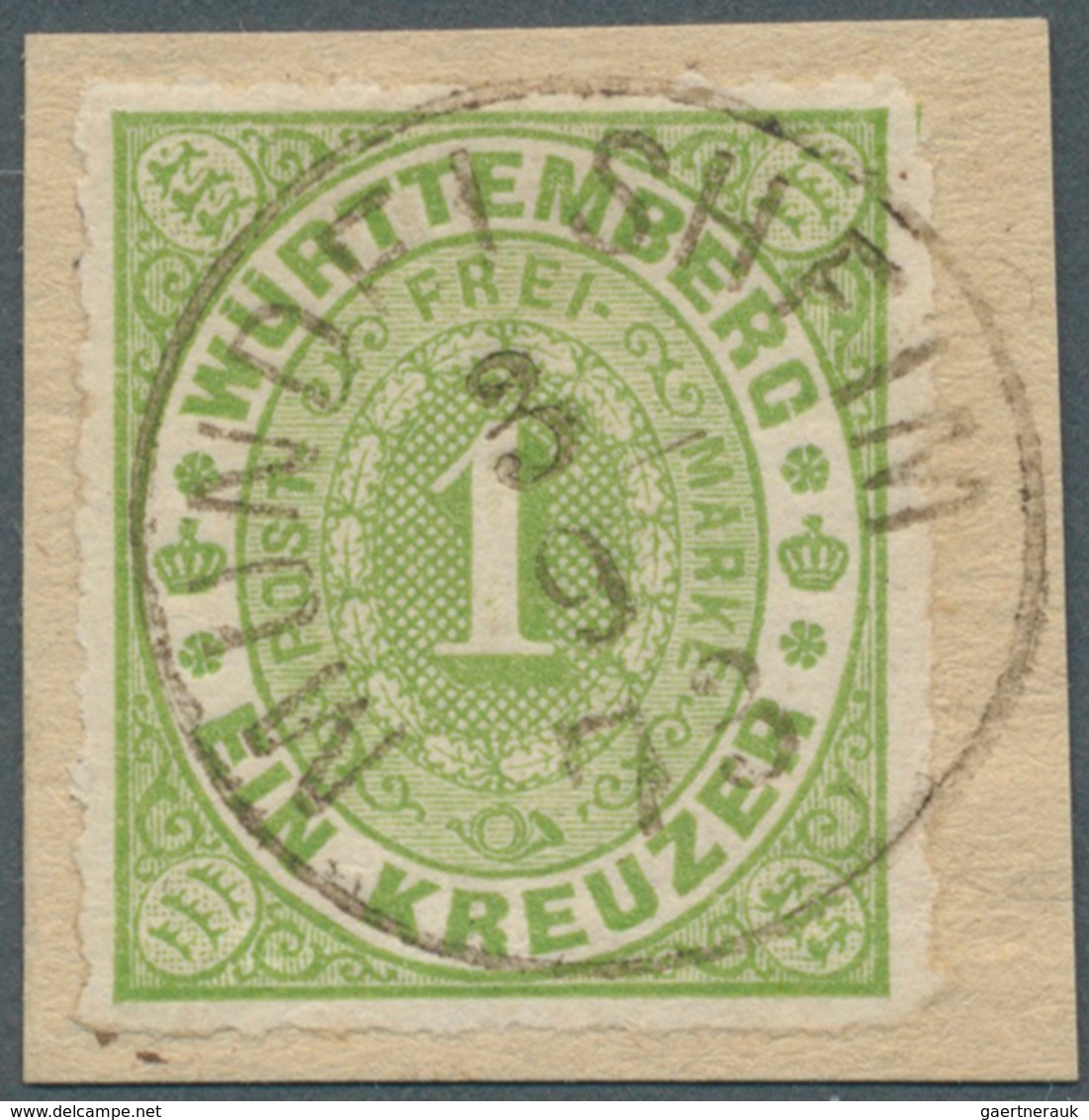 Württemberg - Einkreisstempel: "MÜNDELSHEIM 3/9 73" Seltener K1 Zentrisch Auf Ovalausg. 1 Kr. Grün, - Other & Unclassified