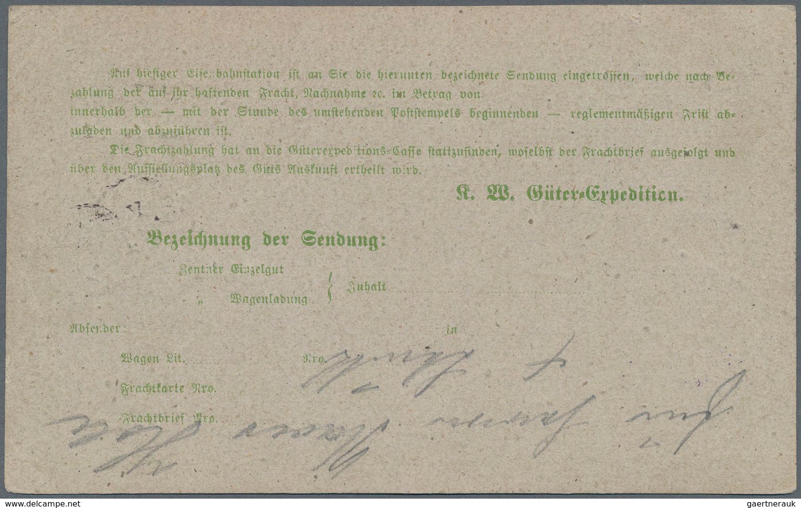 Württemberg - Bahnpost: NECKARTHAILFINGEN V 21/1 (1891) Auf Privat-GA-Karte 5 Pf. Lilarot Neben 1 Kr - Other & Unclassified