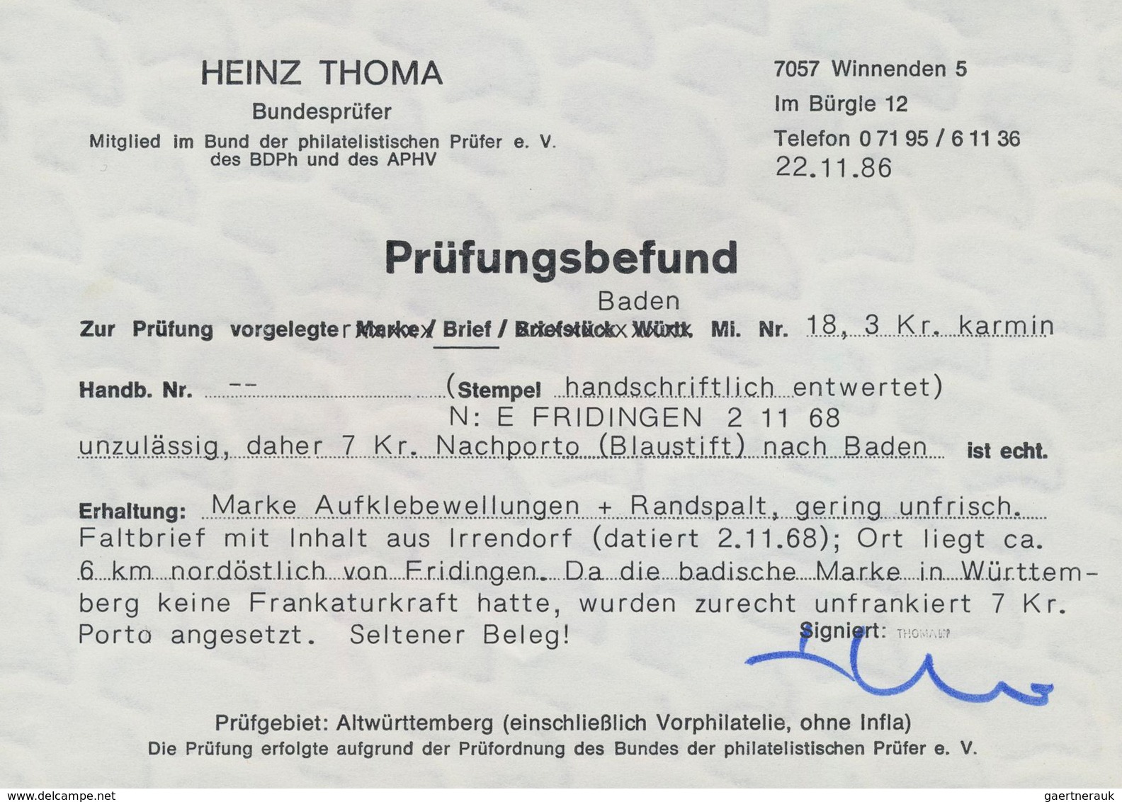 Württemberg - Besonderheiten: 1868, Faltbrief Aus Irrendorf Nach Möskirch, Freigemacht Mit Baden 3 K - Other & Unclassified