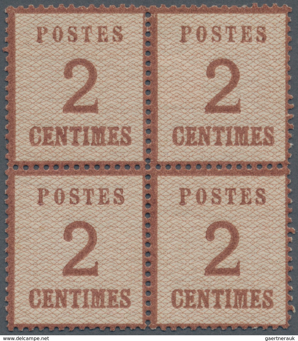Elsass-Lothringen - Marken Und Briefe: 1870/1871, 2 Ctm. Mittelrotbraun Im 4er-Block, 1 Marke Postfr - Autres & Non Classés