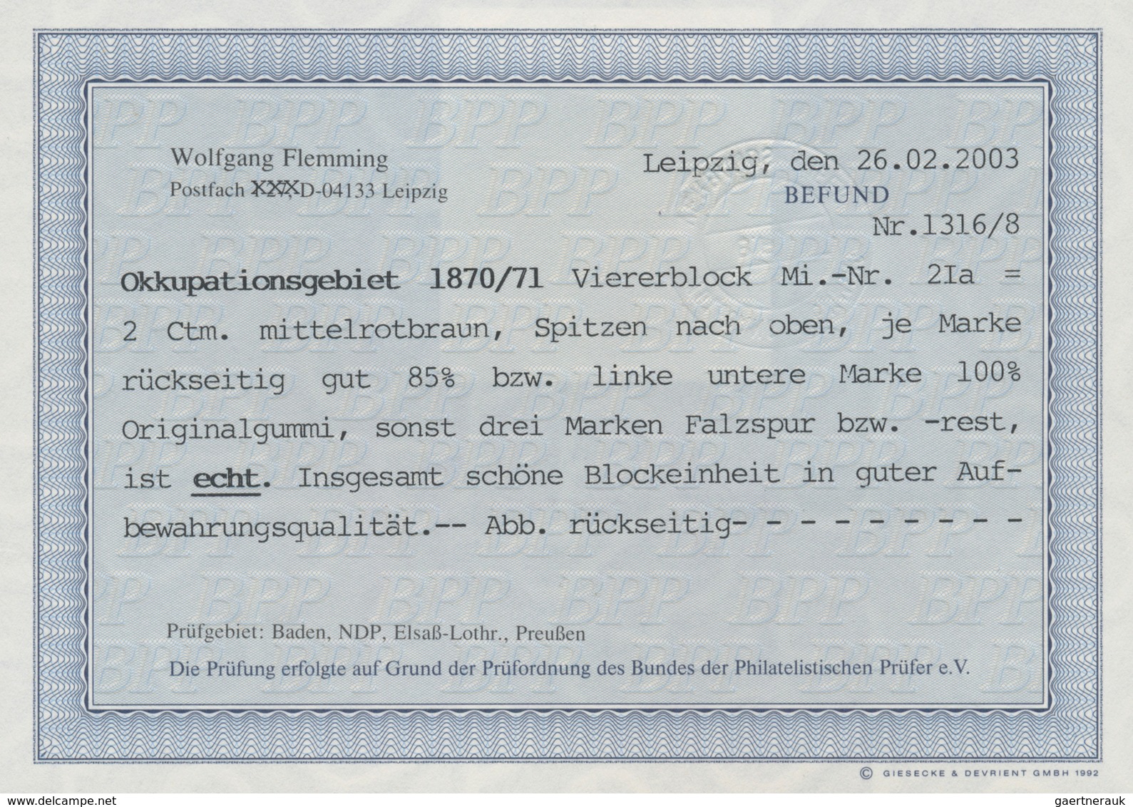 Elsass-Lothringen - Marken Und Briefe: 1870/1871, 2 Ctm. Mittelrotbraun Im 4er-Block, 1 Marke Postfr - Sonstige & Ohne Zuordnung