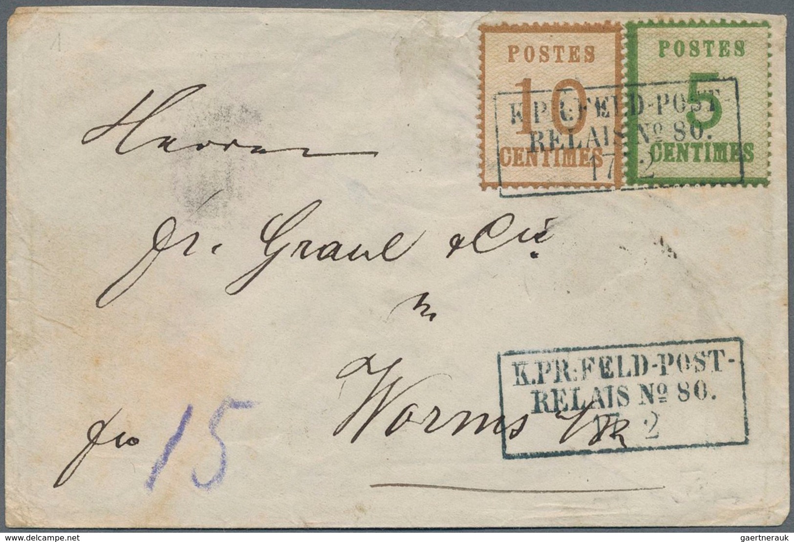 Elsass-Lothringen - Marken Und Briefe: 1871, 5 C Dkl'gelbgrün U. 10 C Ockerbraun, Entwertet Mit Selt - Sonstige & Ohne Zuordnung