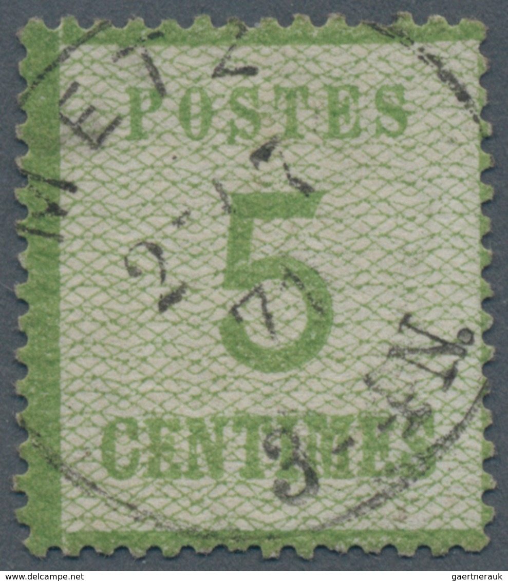 Elsass-Lothringen - Marken Und Briefe: 1870, 5 C. Hellgrün, Spitzen Nach Unten, Sauber Entwertet, Ge - Autres & Non Classés