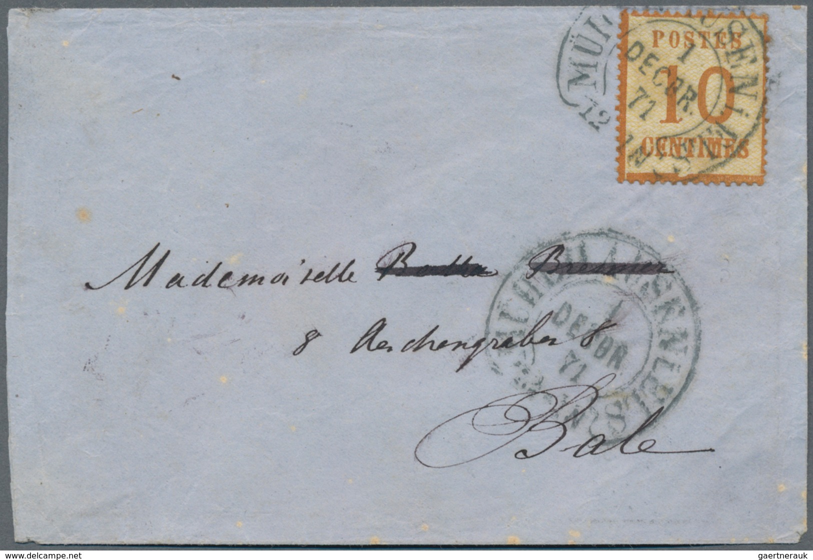 Elsass-Lothringen - Marken Und Briefe: 1871, 10 C. Braun, Portogerechte Einzelfrankatur Auf Grenzber - Other & Unclassified