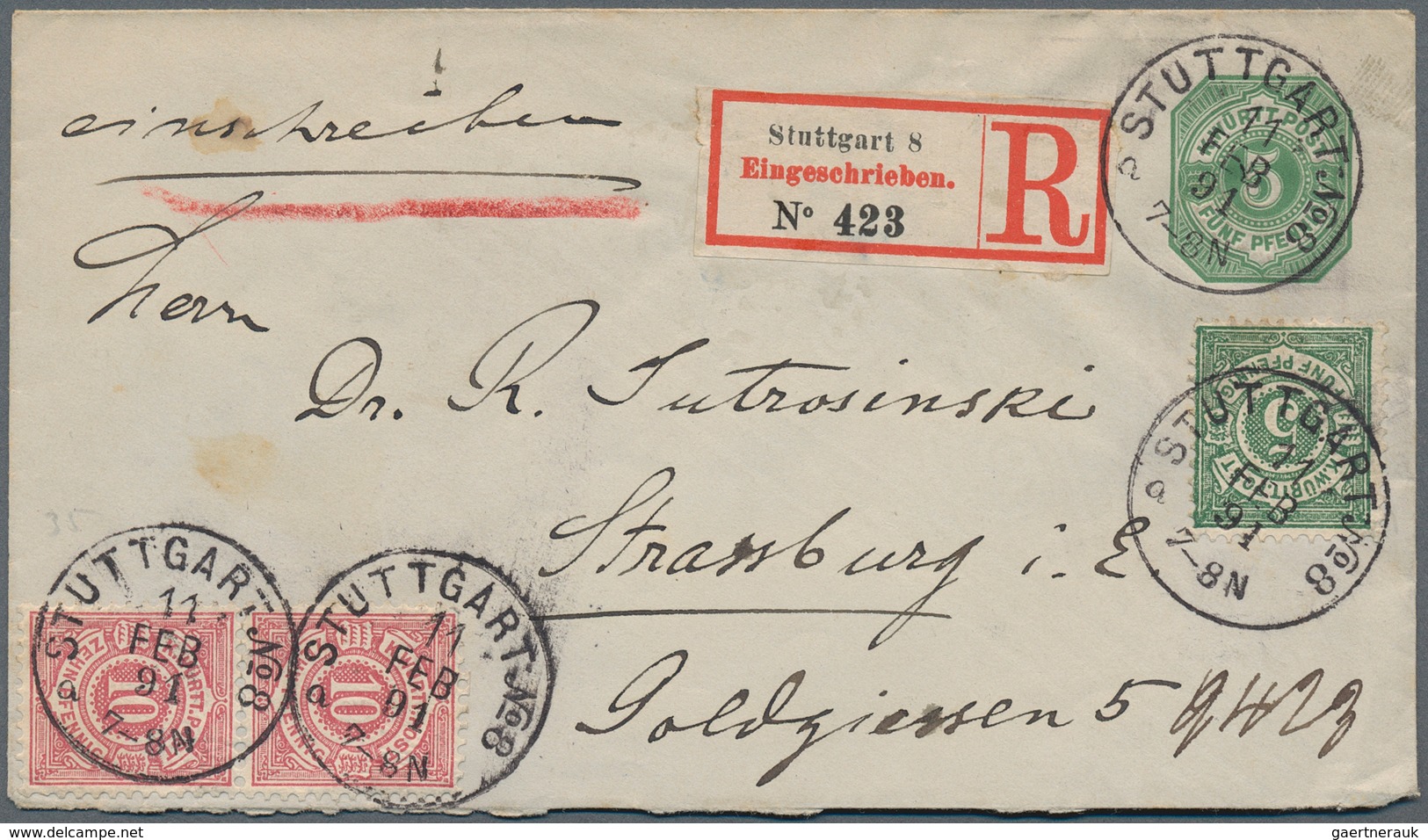 Elsass-Lothringen - Besonderheiten: 1887/1891, 2 Incoming Mails Mit 10 Pf Karmin Und 20 Pf Ultramari - Sonstige & Ohne Zuordnung