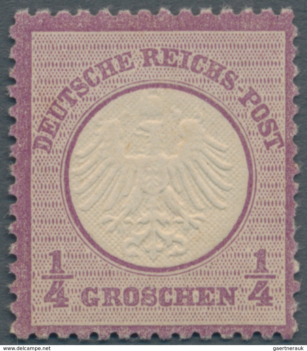 Deutsches Reich - Brustschild: 1872, ¼ Gr. Kleiner Schild Grauviolett, Ungebraucht Mit Originalgummi - Ungebraucht