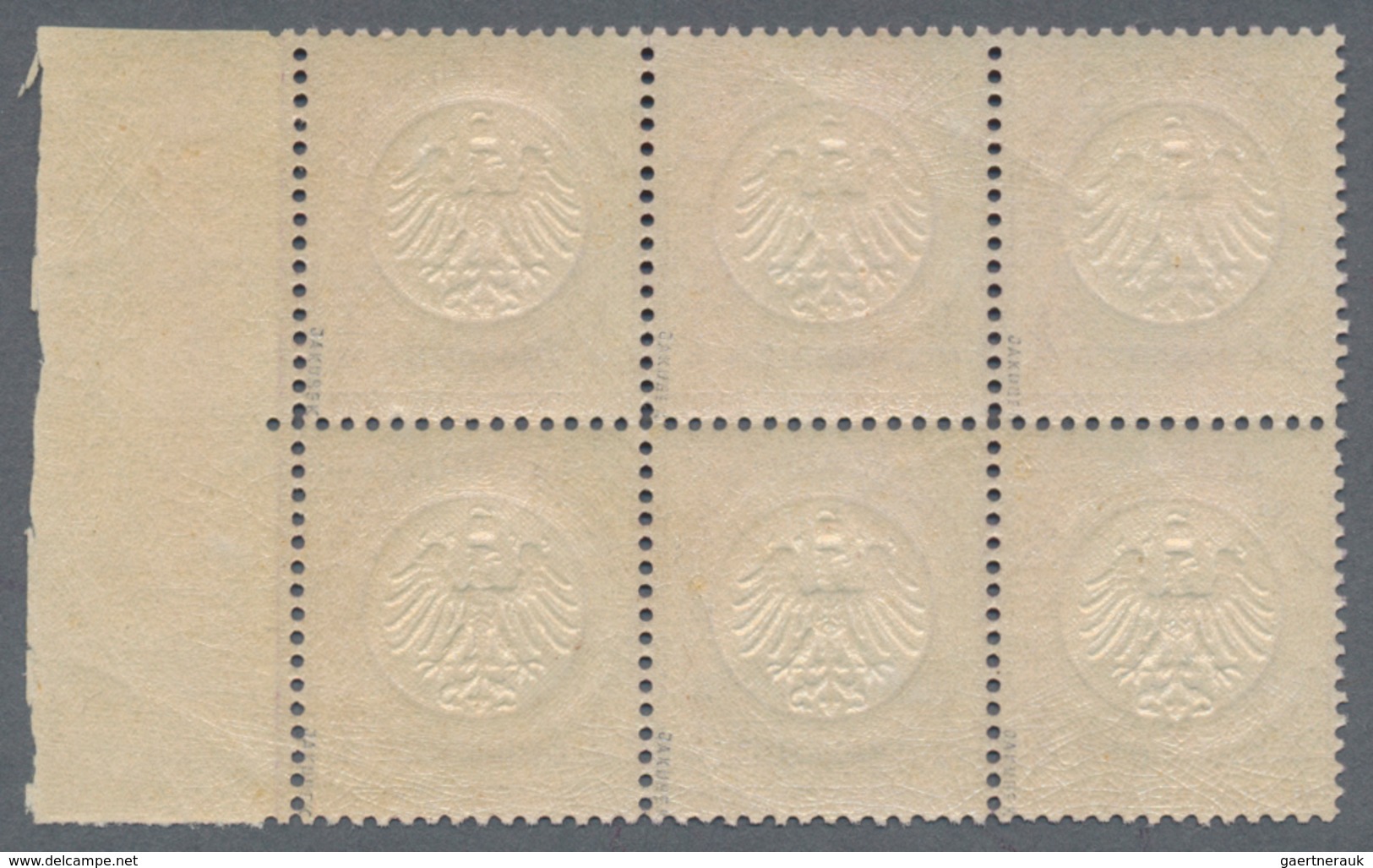 Deutsches Reich - Brustschild: 1872, 1/4 Gr. Grauviolett, Kleiner Schild Im Waagerechten 6er-Block M - Neufs