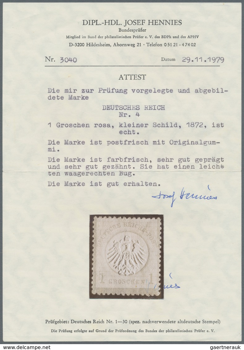 Deutsches Reich - Brustschild: 1872, 1 Groschen Karmin Kleiner Schild. Die Postfrische Marke Ist Far - Ungebraucht