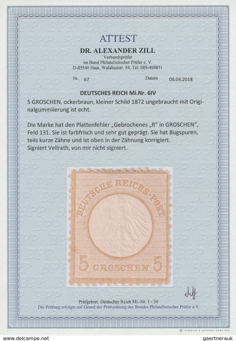 Deutsches Reich - Brustschild: 1872, Kleiner Schild 5 Groschen Ockerbraun Mit Plattenfehler: Linker - Unused Stamps