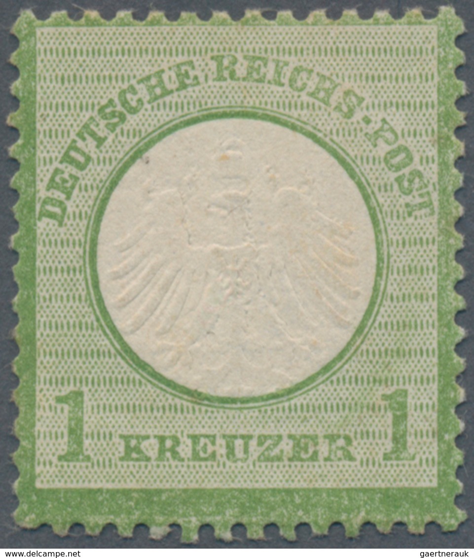 Deutsches Reich - Brustschild: 1872, 1 Kr. Kleiner Schild Gelblichgrün, Ungebraucht Mit Originalgumm - Ungebraucht