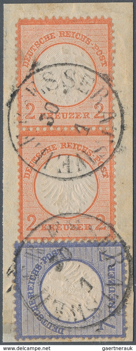 Deutsches Reich - Brustschild: 1872, Kleiner Brustschild, 2 Kr. Waagr. Paar Und 7 Kr. Auf Schönem Br - Unused Stamps