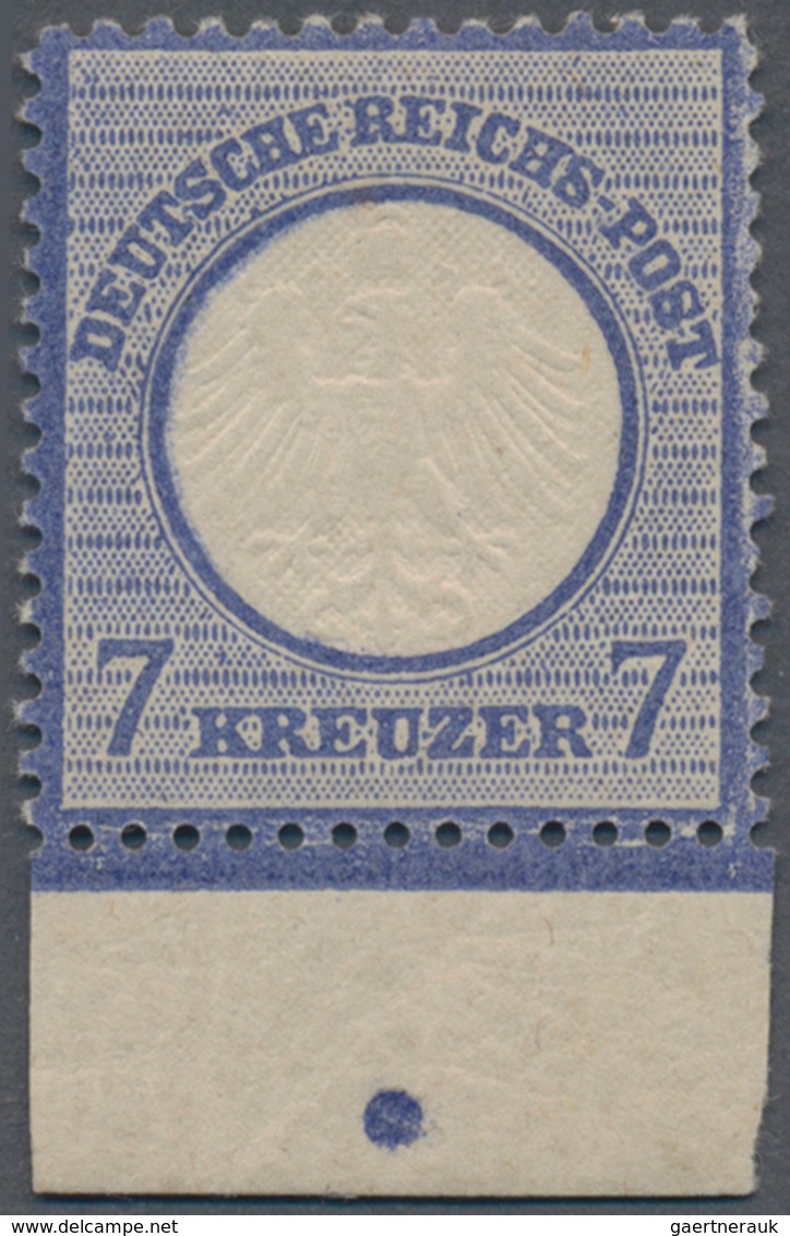 Deutsches Reich - Brustschild: 1872, 7 Kr. Grauultramarin, Kleiner Schild, Ungebrauchtes Unterrandst - Ungebraucht