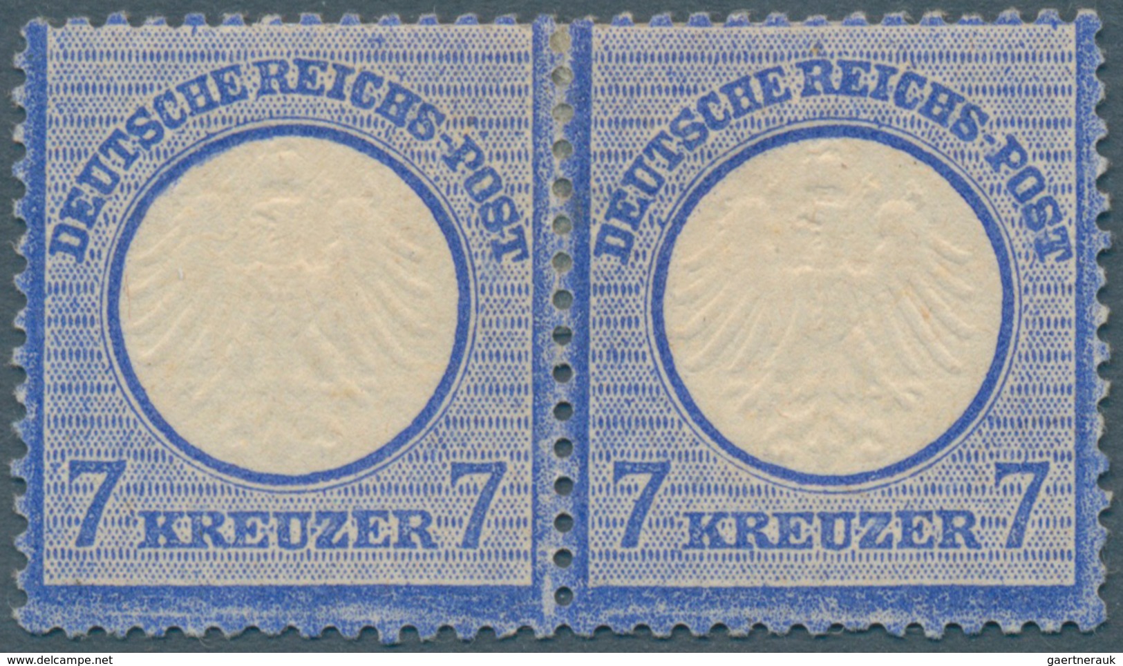 Deutsches Reich - Brustschild: 1872, Freimarken 7 Kreuzer Kleiner Schild Grauultramarin Im Waagerech - Neufs