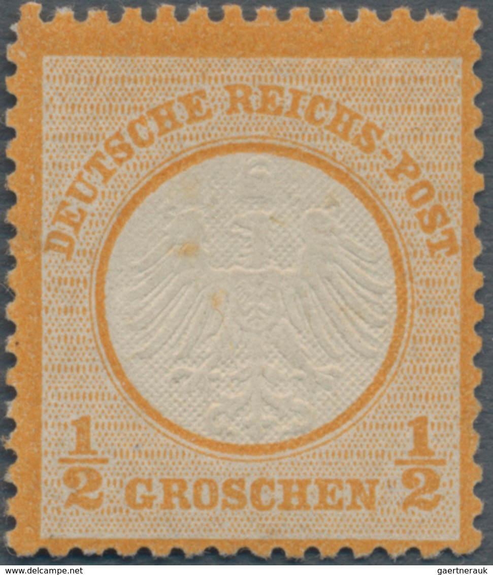 Deutsches Reich - Brustschild: 1872, ½ Gr Orange Kleiner Schild. Die Ungebrauchte Marke Mit Original - Neufs