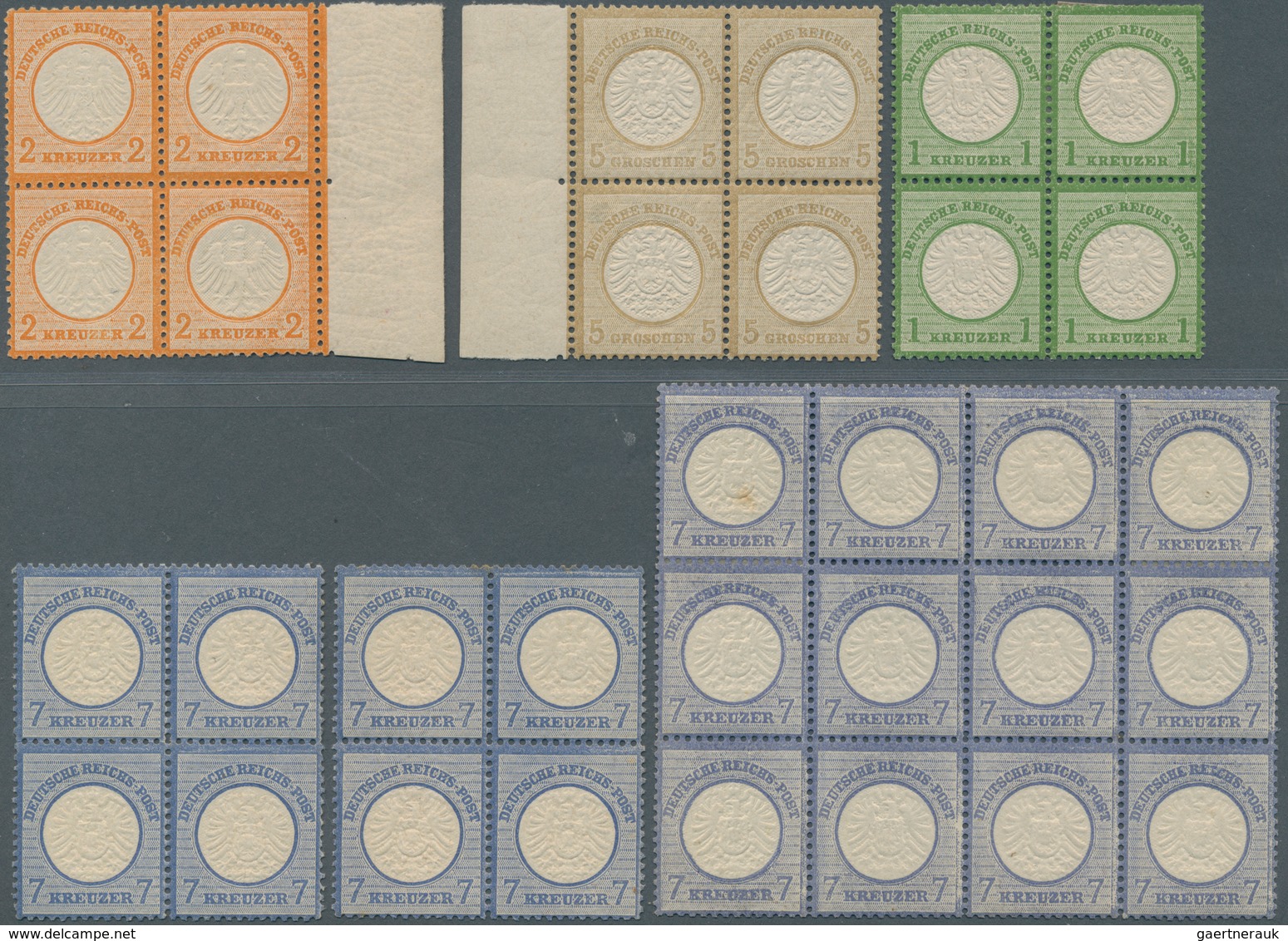 Deutsches Reich - Brustschild: 1872, 2 Kr. Kleiner Schild, 5 Gr. Und 1 Kr. Großer Schild Jeweils Als - Unused Stamps