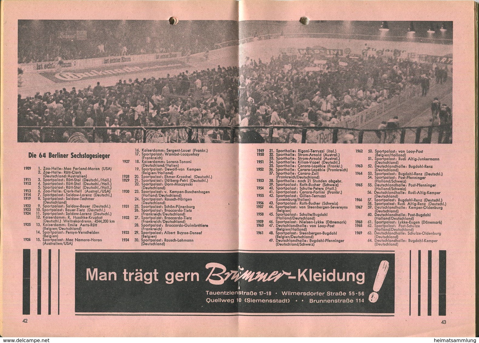 Berlin - Sportpalast - Programmheft 65. Berliner 6 Tage-Rennen 1970 - 84 Seiten Mit Vielen Abbildungen - Sport